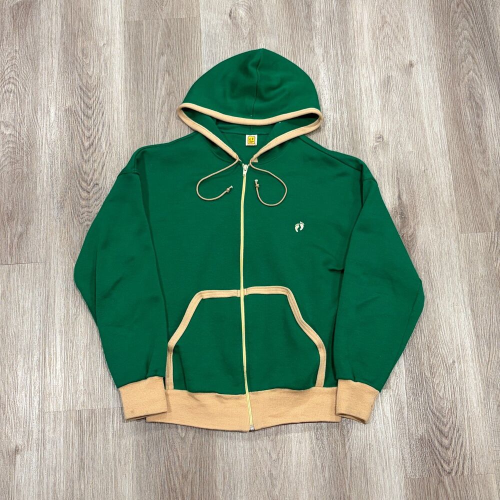 RARE Vintage 70s Hang Ten Full Zip Hoodie Men's Size L Green Japanese Made Japan